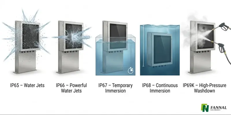 IP65 vs IP66 vs IP67 vs IP68 vs IP69K: differenze chiave